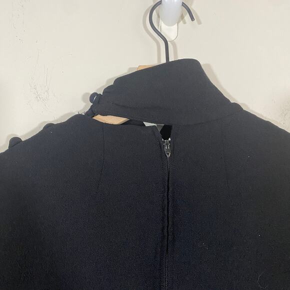 VTG 1960s Francesco de Leo Black Long Sleeve Wrap Overlap Dress Sz S** - Picture 7 of 13